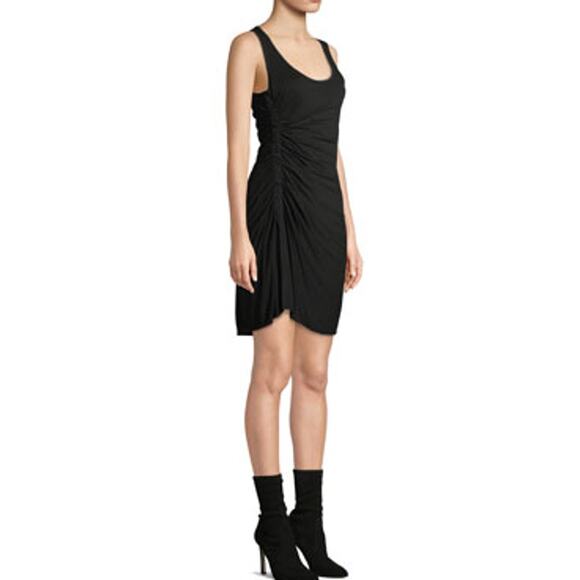 A.L.C Lelah Ruched Mini Tank Dress Scoop Neck Sleeveless Black - Picture 3 of 15